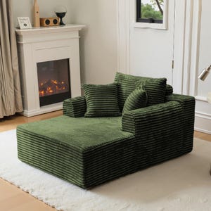 Customizable Storage Sofa Couch | Cloud Corduroy Chaise Lounge Sofa Bed for Small Spaces&Living Room, Window front seat, washable sofa cover Classic armrests