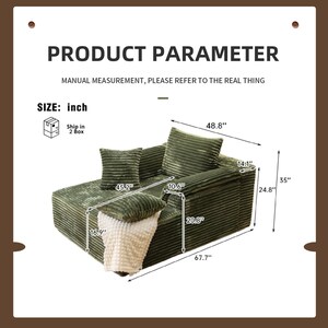 Customizable Storage Sofa Couch | Cloud Corduroy Chaise Lounge Sofa Bed for Small Spaces&Living Room, Window front seat, washable sofa cover image 14