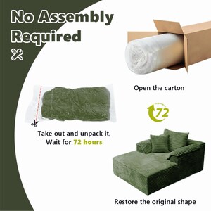 Customizable Storage Sofa Couch | Cloud Corduroy Chaise Lounge Sofa Bed for Small Spaces&Living Room, Window front seat, washable sofa cover image 15