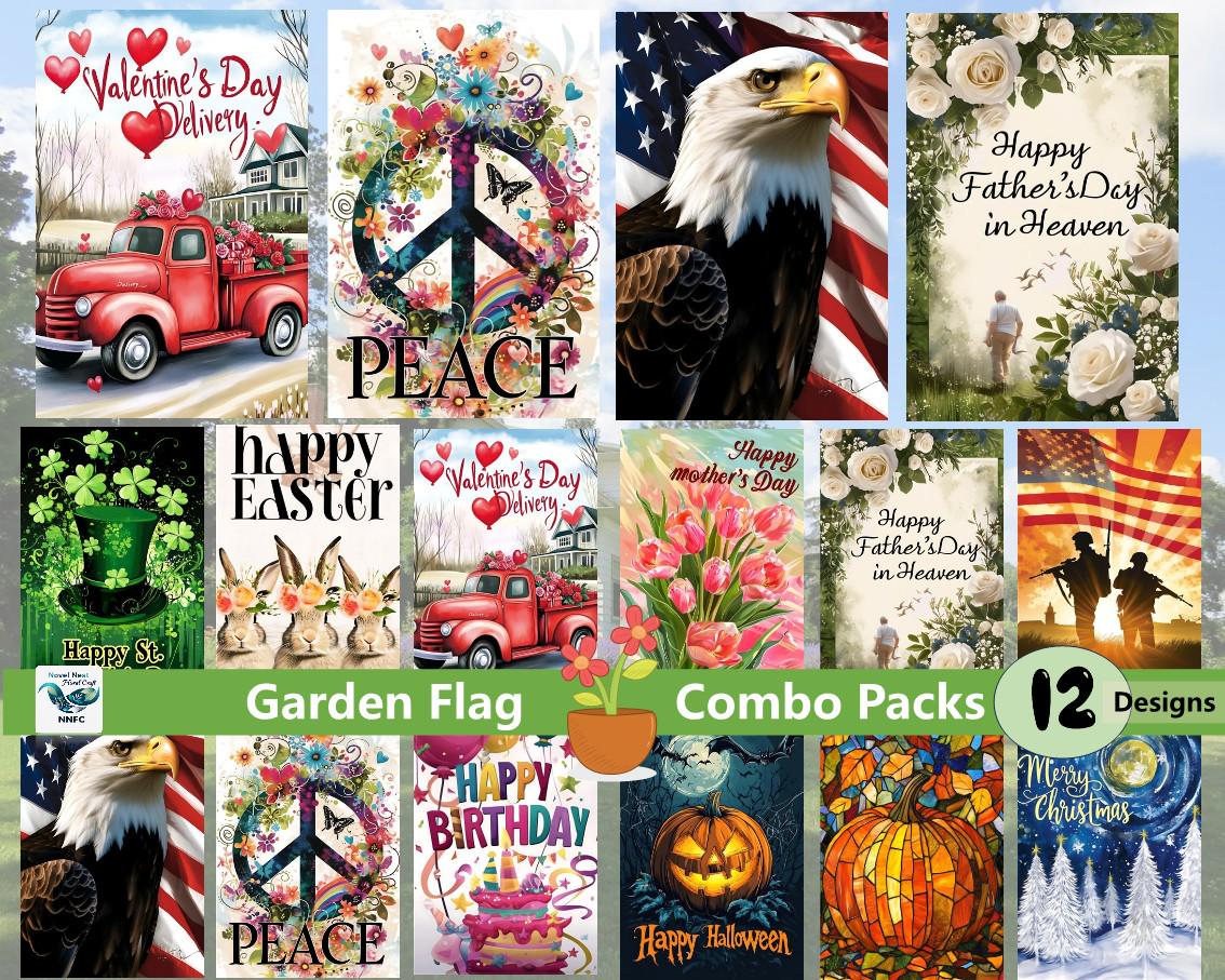 Seasonal Garden Flag Set: Holiday Home Decor (Digital Download)