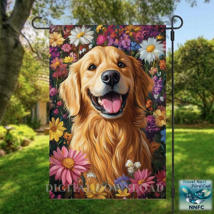 Bandiera Da Giardino Golden Retriever – Double Face, 27,9 X 38,1 Cm, Poliestere Resistente Alle Intemperie - 3