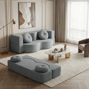 Foldable Teddy Sofa Bed, Modular Floor Seating for Small Apartments & Studio Living afbeelding 2
