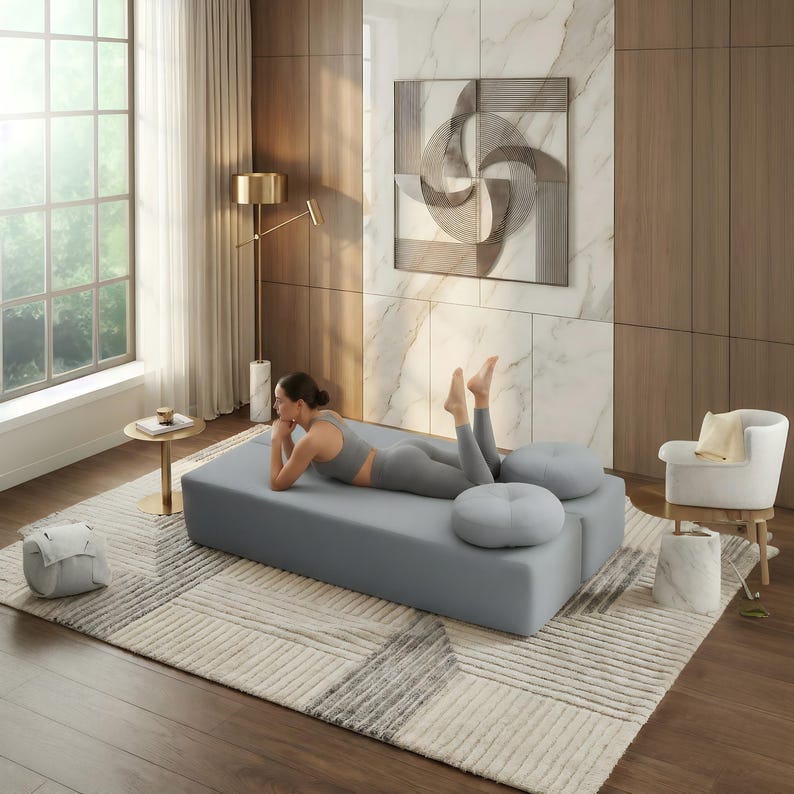 Foldable Teddy Sofa Bed, Modular Floor Seating for Small Apartments & Studio Living afbeelding 4
