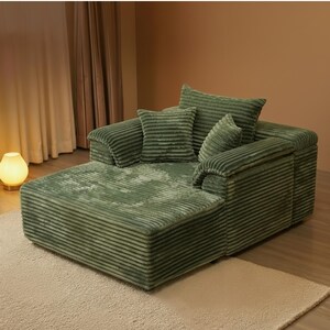 Customizable Storage Sofa Couch | Cloud Corduroy Chaise Lounge Sofa Bed for Small Spaces&Living Room, Window front seat, washable sofa cover Cloud-shaped armrest
