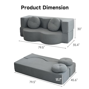 Foldable Teddy Sofa Bed, Modular Floor Seating for Small Apartments & Studio Living afbeelding 5