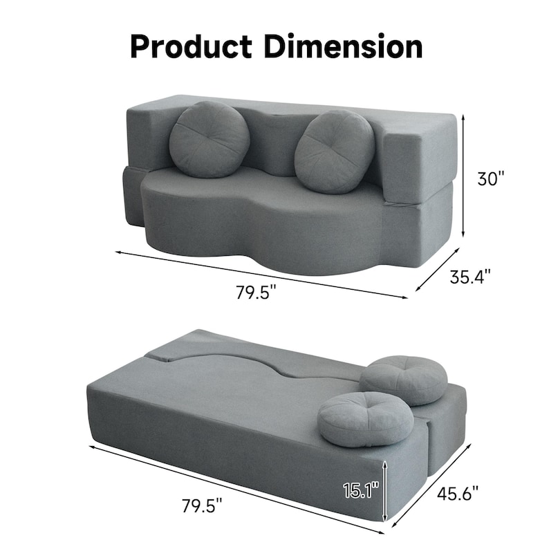 Foldable Teddy Sofa Bed, Modular Floor Seating for Small Apartments & Studio Living afbeelding 5