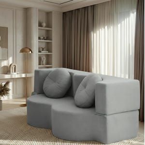 Foldable Teddy Sofa Bed, Modular Floor Seating for Small Apartments & Studio Living afbeelding 3