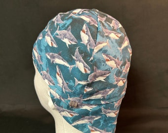 Great White Sharks and Constellations (Small) High-Quality, Reversible, Washable Cotton Welding Cap or Skull Cap, Made in Nebraska