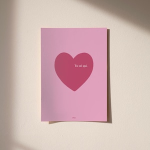 Impresión de pared, cartel de usted está aquí, impresión de decoración del hogar, ilustración, colores brillantes, corazón, amor, romance