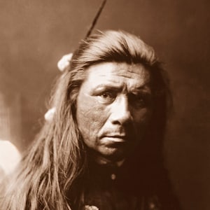 Nespelem Man, Professionally Restored Large Photograph of Vintage Native American Indian Nespelem Tribe Warrior Chief image 1