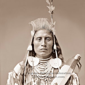 Medicine Crow, Professionally Restored Photograph Reprint of Vintage Native American Indian Crow Tribe Medicine Man by C. Bell image 1