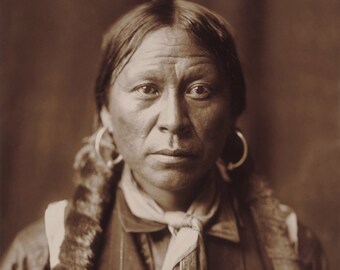 A Jicarilla Man, Professionally Restored Vintage Photograph of Native American Indian Apache Warrior Chief