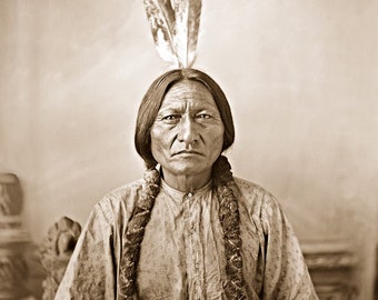 Sitting Bull, Professionally Restored Large Photograph of Vintage Legendary Native American Indian Lakota Sioux Chief Warrior