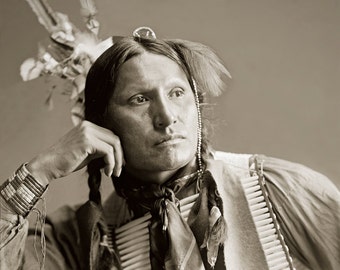 Samuel American Horse, photographie de grande réimpression restaurée professionnellement de l’Indien amérindien Oglala Lakota Sioux Man vintage