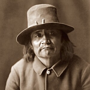 Navajo Policeman, Restored Vintage Photograph of Navajo Reservation Tribal Policeman Taken in 1904 by Edward Curtis
