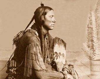 Professionally Restored Vintage Photograph of Native American Comanche Chief, Warrior and Leader Quanah Parker