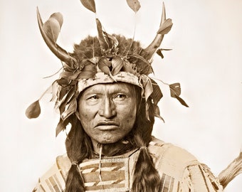 Kicking Bear, Restored Large Photograph of Vintage Native American Indian Oglala Lakota Sioux Chief Warrior 1898