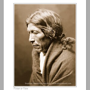 Pose-a-Yew, Professionally Restored Vintage Native American Indian Photograph Reprint of Pueblo Man by Edward Curtis image 2