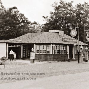 Fotografía antigua de una gasolinera Amoco, Pensilvania, 1920 (Descarga digital)