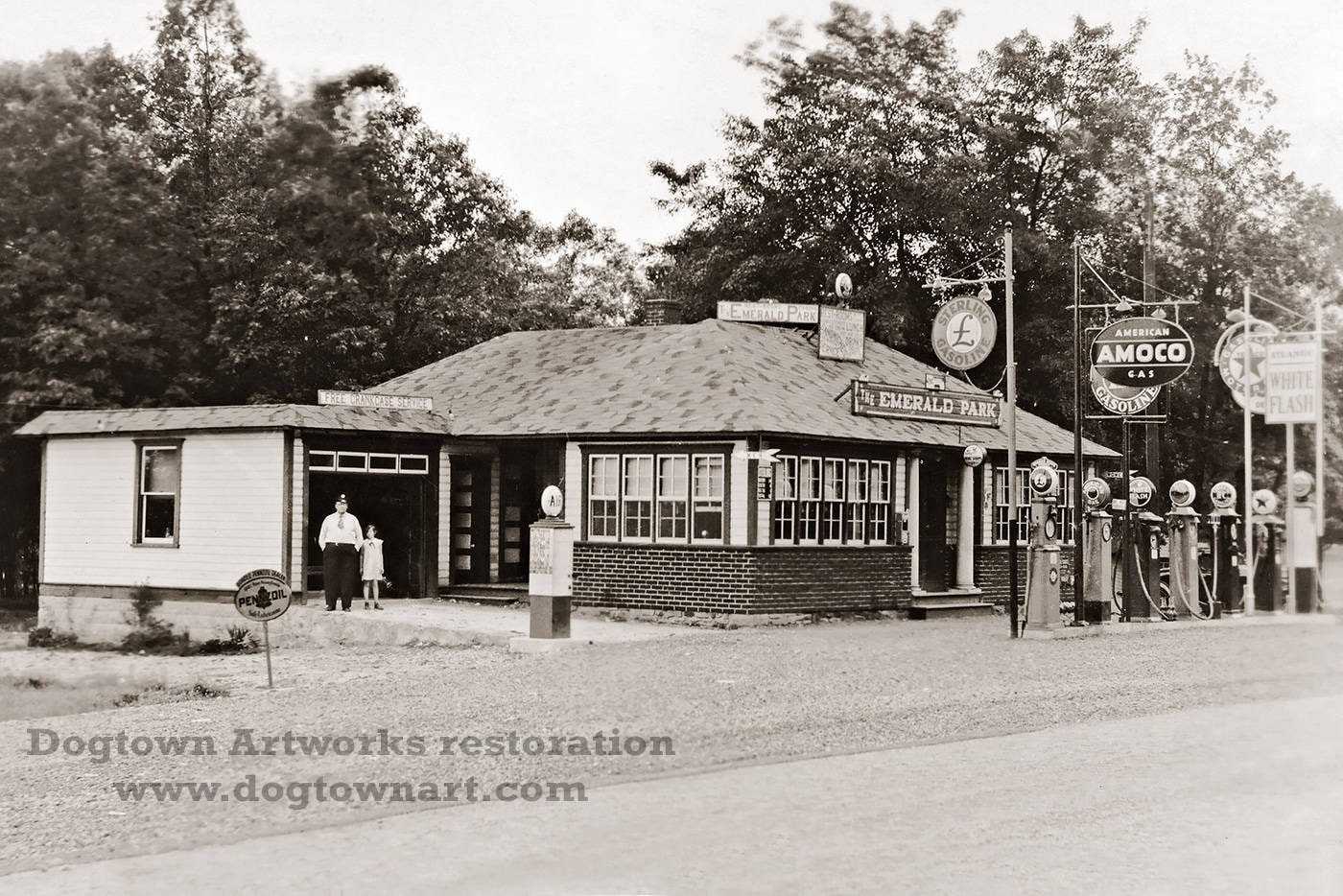 Restored Vintage Photograph of Standard Oil Amoco Gas Station in