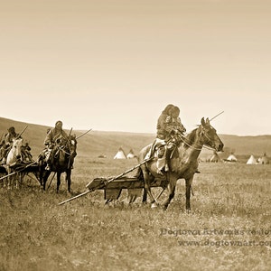 Gros Ventre Tribe Photograph, Native American Indians Moving Camp