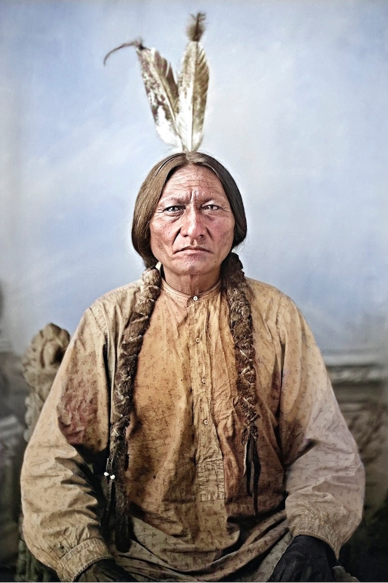 Sitting Bull, Professionally Restored Large Photograph of Vintage Legendary Native American Indian Lakota Sioux Chief Warrior image 1