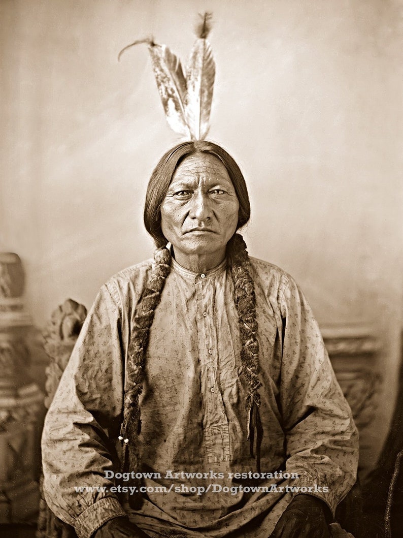 Sitting Bull, Professionally Restored Large Photograph of Vintage Legendary Native American Indian Lakota Sioux Chief Warrior image 3