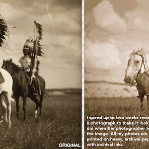 Dust Maker, grande photographie de réimpression restaurée professionnellement du guerrier Ponca indien amérindien vintage en vêtements de cérémonie image 3