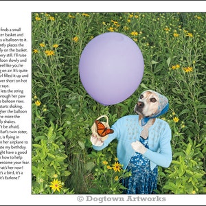 The Butterfly That Would Not Fly, third hardback book with dogs wearing clothes helping a monarch butterfly by Pringle of Dogtown Artworks image 5