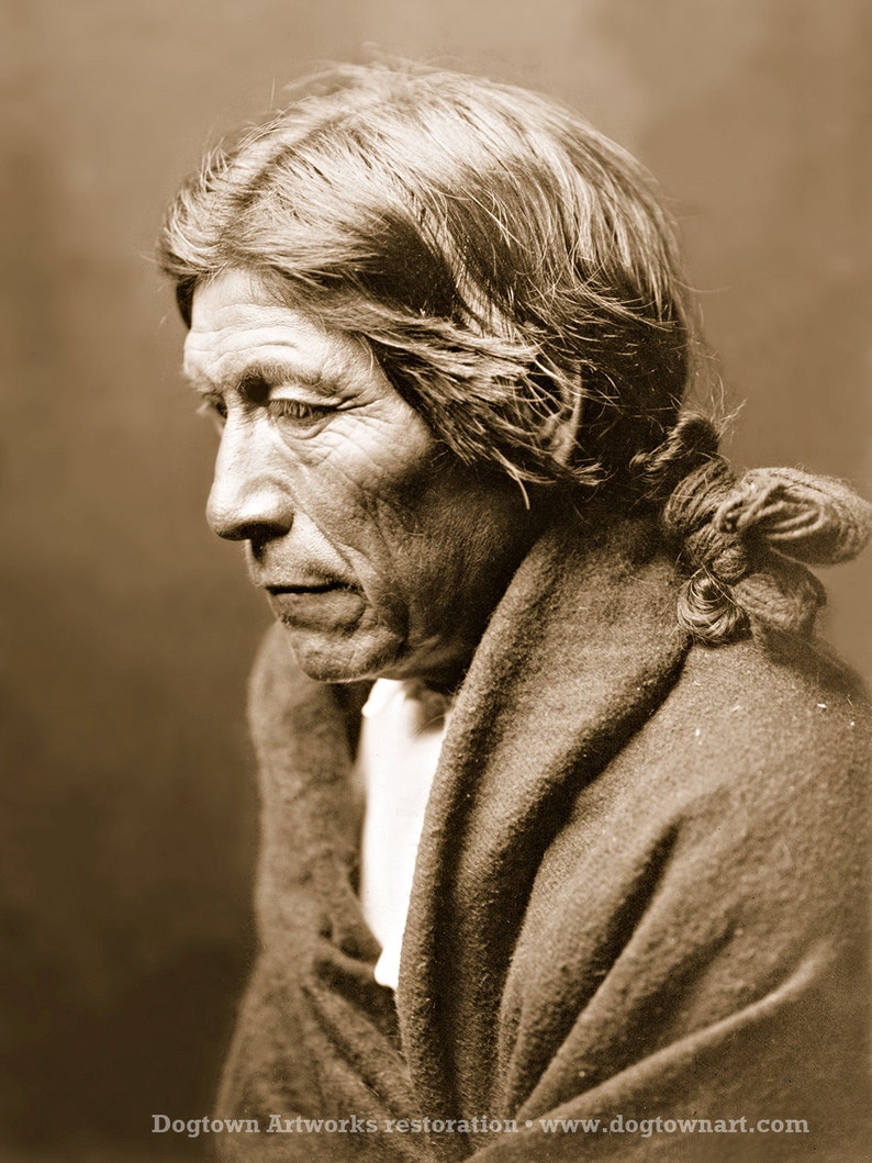 Pose-a-Yew, Professionally Restored Vintage Native American Indian Photograph Reprint of Pueblo Man by Edward Curtis image 1