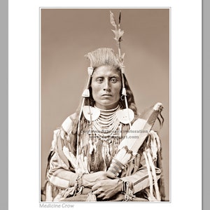 Medicine Crow, Professionally Restored Photograph Reprint of Vintage Native American Indian Crow Tribe Medicine Man by C. Bell image 2