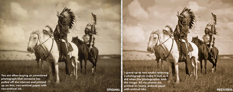 Pose-a-Yew, Professionally Restored Vintage Native American Indian Photograph Reprint of Pueblo Man by Edward Curtis image 3