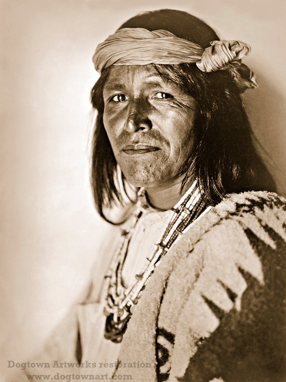 Jemez Pueblo Man Photograph: Restored Vintage Native