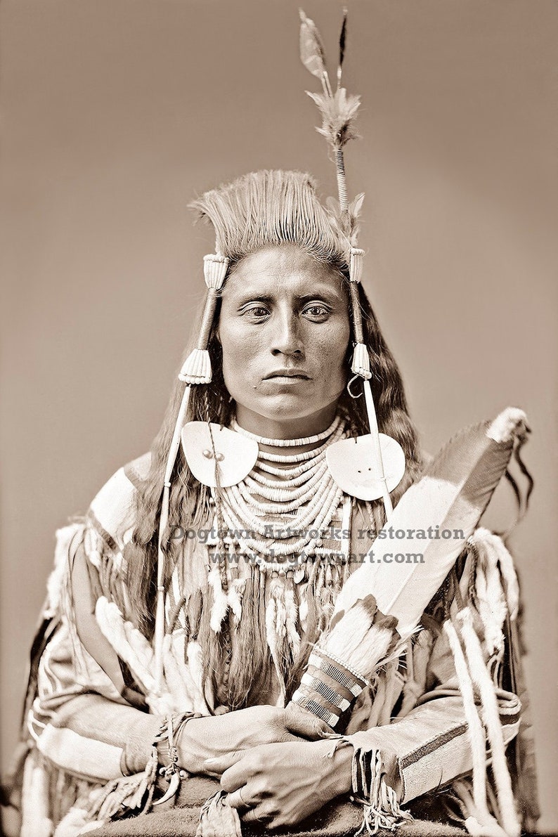 Medicine Crow, Professionally Restored Photograph Reprint of Vintage Native American Indian Crow Tribe Medicine Man by C. Bell image 1