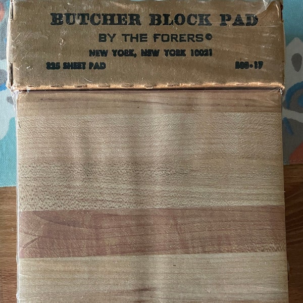 Vintage Butcher Block Pad by the Forers New York NY 100-75 - Paper Pad with sheets approx. 9" x 6" - New old stock NOS