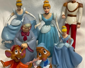 U Pick Disney Princess Cake Topper Single or Set Cinderella Blue Ballgown Prince Eric Fairy Godmother Jaq  Mary Mouse Mice Plastic PCV