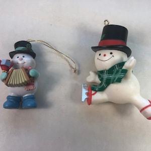 U Pick Vintage Christmas Ornament 1979 Skating Snowman with Metal Skates OR 1992  Lustre Fame Accordion Playing Snowman Cardinal Bird