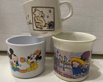 U Pick Vintage Melamine Plastic Child's Cup Mug - Winnie the Pooh OR 1984 Disney Minnie Mickey Donald Daisy Babies OR 1995 Madeline