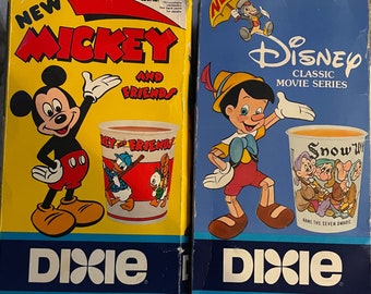 U Pick Vintage 1980s 1986 Dixie Kitchen Bathroom Cups 5 Oz New Mickey and Friends Minnie Donald Goofy OR Classic Movie Series Alice Cp Hook