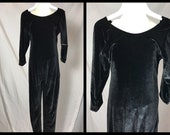 Girl 39 s Black Velvet Catsuit with Long Sleeves Ankle Length - Classic Style - Size 4 6
