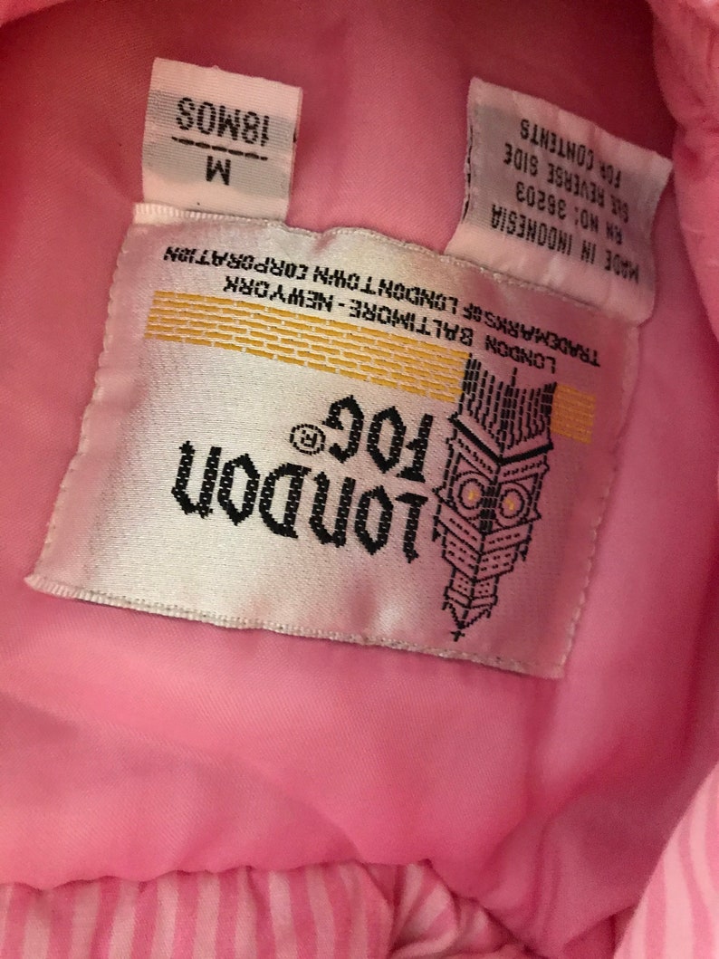1980s Vintage London Fog Baby Girl/'s Pink Puffer Coat with Zipper and Snap Front Closure Bear Heart Applique Hood 18 Months