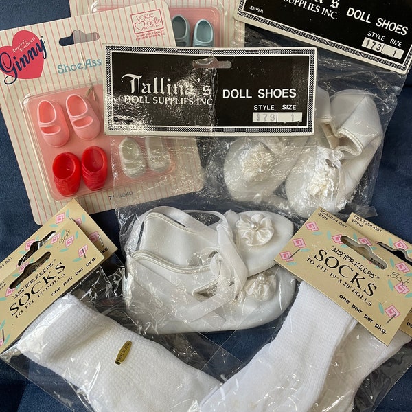 U Pick Vintage Doll Supplies Tallina's Doll Shoes White 173 Size 1 OR Just for Keep's Socks OR 1980s Ginny Shoe Assortment Dakin