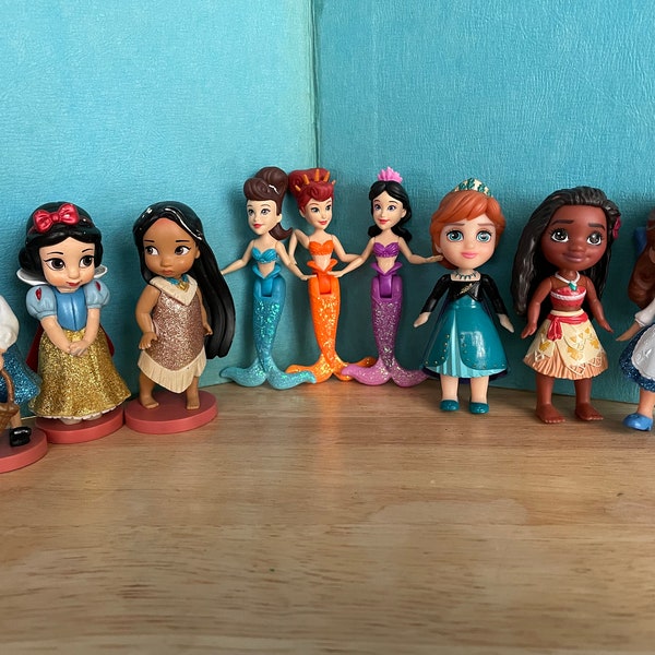 U Pick Set of Three Disney Princess PVC Cake Toppers - Animators Series - Poseable Figures - Polly Pocket Little Mermaid Sisters