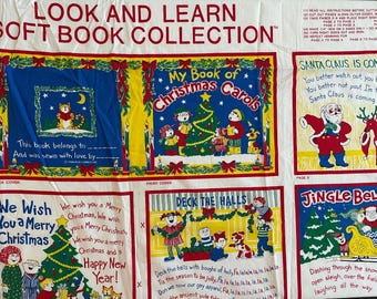 Vintage Look and Learn Soft Book Collection Christmas Songs Princess Fabric Panel 626 Night Before 12 Days Of Joy of World Silent Night VA