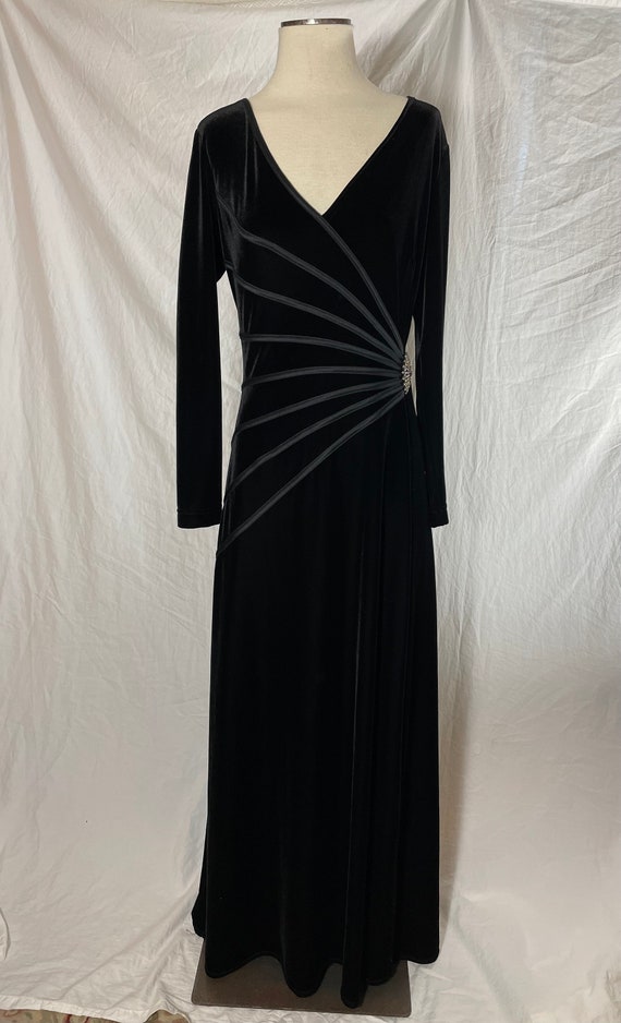 Vintage 1980s 1990s Tadashi Black Stretch Velvet … - image 3