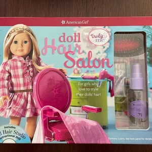 American Girl Truly Me Doll Hair Salon Kit With DVD Brush Spray