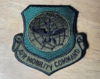 USAF Air Force Air Mobility Command Olive & Green Patch Applique 3"
