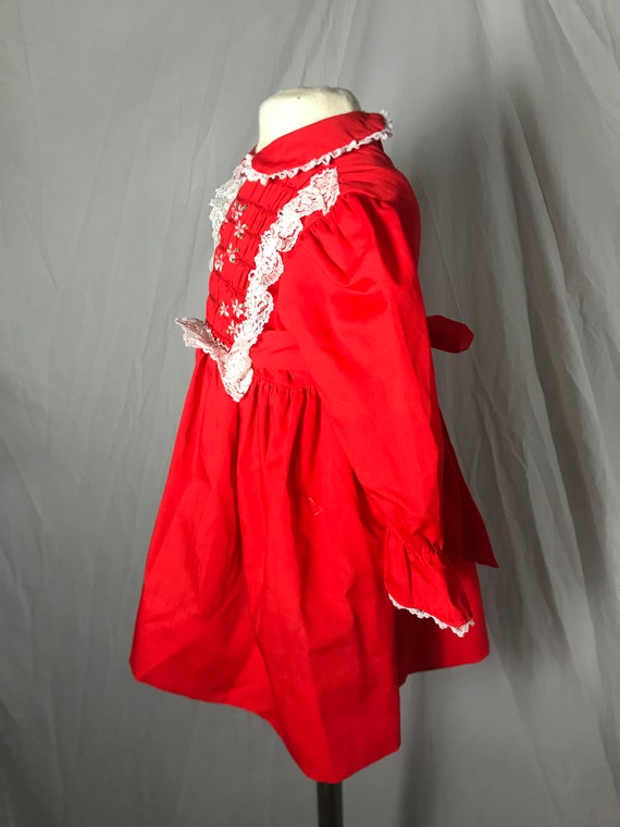 Vintage Baby Girls Polly Flinders Red Smocked Dre… - image 4