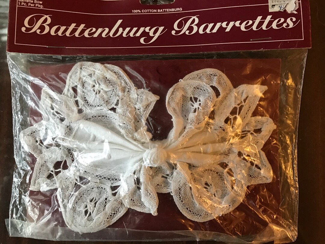 Vintage 1980s White Battenburg Lace With French Barrette Hair Bow ...
