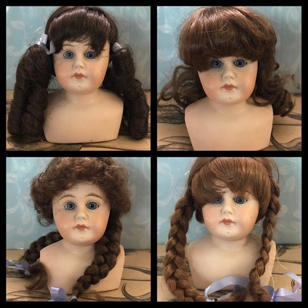 U Pick Playhouse Collection Doll Wig Dark Brown Sausage Curls, Light Brown Curls, Light Brown French Braids or Auburn Braids Size 10-11